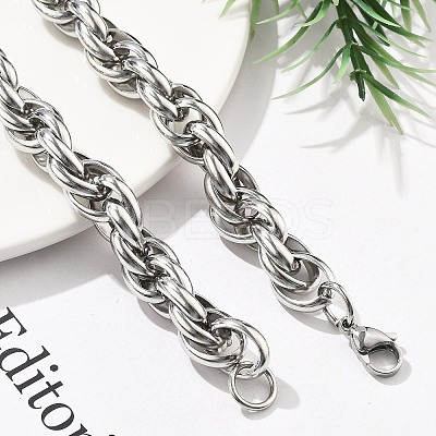 304 Stainless Steel Rope Chain Necklaces for Women Men NJEW-A033-04B-P-1