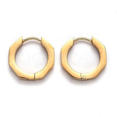 304 Stainless Steel Octagon Huggie Hoop Earrings STAS-J033-04A-G-1