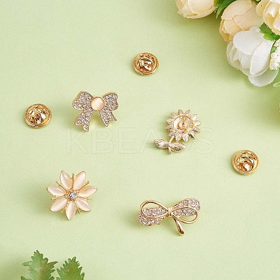 4Pcs 4 Style Crystal Rhinestone Bowknot & Sunflower Brooches JBR078A-1