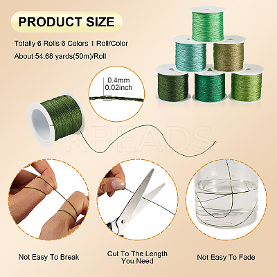 6 Rolls 6 Colors 6-Ply Polyester Metallic Thread OCOR-TA0003-11D-1