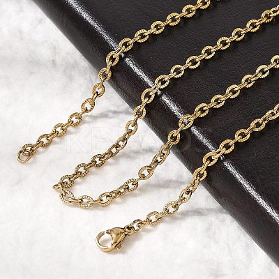 304 Stainless Steel Cable Chain Necklaces STAS-O053-33G-1