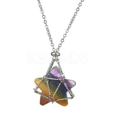 Tarnish Resistant 304 Stainless Steel Cable Chain Macrame Pouch Empty Stone Holder for Pendant Necklaces Making NJEW-TA00118-02-1