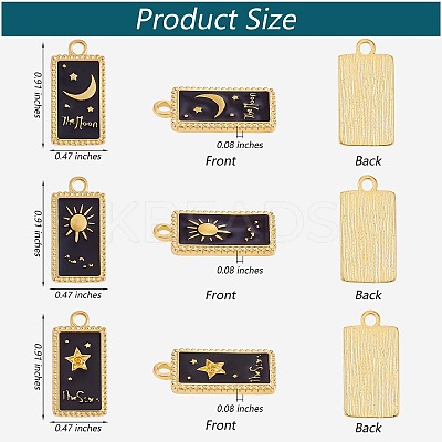 24Pcs 3 Style Rack Plating Golden Alloy Enamel Pendants ENAM-SZ0003-04-1
