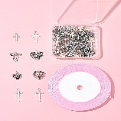 DIY Heart & Bowknot & Cross Alloy Pendant Decoration Making Kits DIY-FS0007-28-1