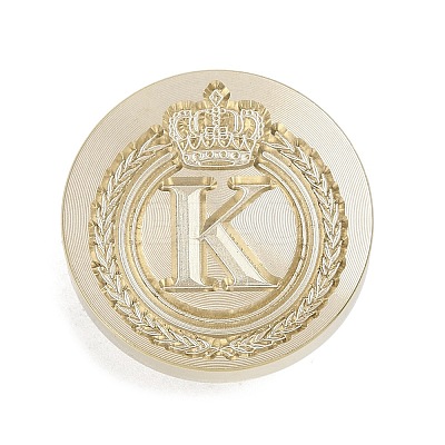 Golden Tone Crown Initial Wax Seal Brass Stamp Heads AJEW-A065-01K-1
