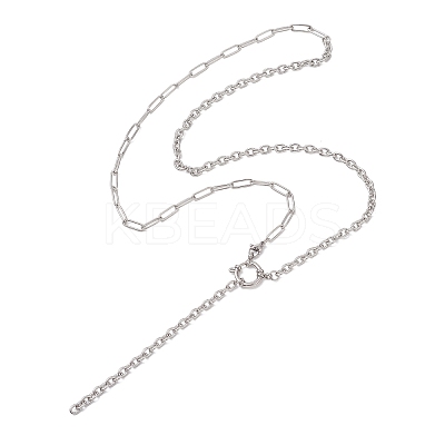 304 Stainless Steel Paperclip Chain Cable Chain Lariat Y Necklaces NJEW-JN05785-1