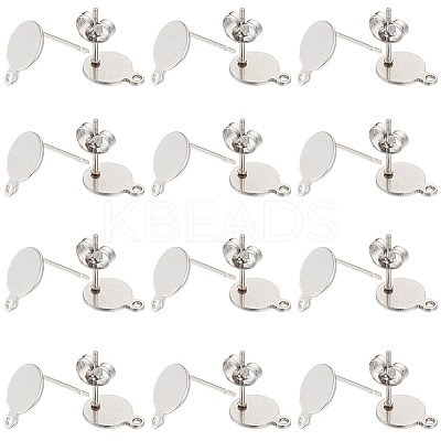 100Pcs Flat Round Shape 304 Stainless Steel Stud Earring Findings STAS-SC0008-60-1