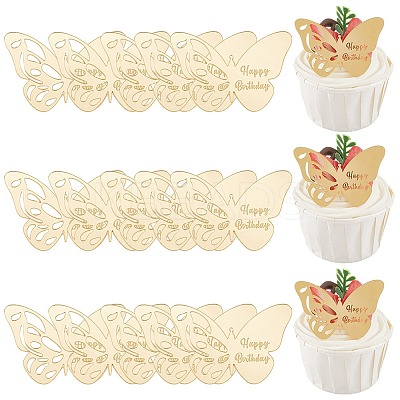 21Pcs Birthday Theme Mirror Effect Acrylic Birthday Cupcake Insert Card Decoration AJEW-SP0001-73A-1