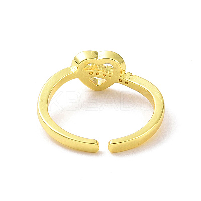 Clear Cubic Zirconia Heart Open Cuff Ring RJEW-H127-11G-1