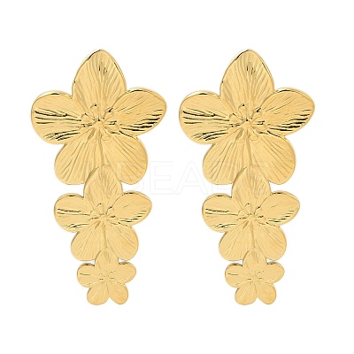 304 Stainless Steel Flower Stud Earrings for Women EJEW-U020-17G-1
