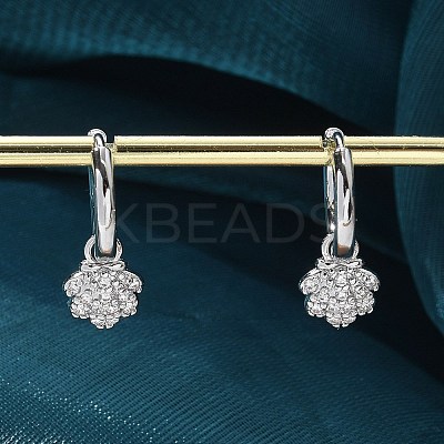 Brass Clear Cubic Zirconia Hoop Earrings EJEW-Q014-06P-1