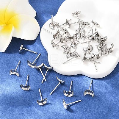 Tarnish Resistant Earring Cabochon Settings 304 Stainless Steel Ear Studs Blank Settings LS-STAS-Q170-08-1