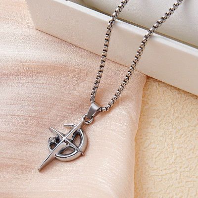Star Moon Stainless Steel Crystal Rhinestone Pendant Necklaces FS-WGC8607-01-1