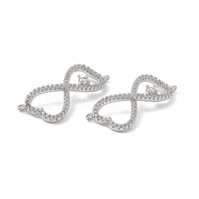 Brass Micro Pave Clear Cubic Zirconia Connector Charms KK-E068-VB391-1