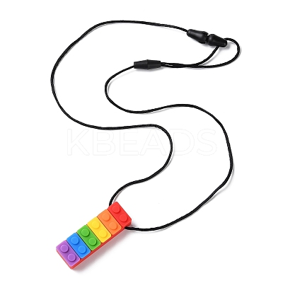 Rainbow Building Blocks Food Grade Silicone Pendant Molar Stick Nursing Necklaces SIL-Z004-02B-1