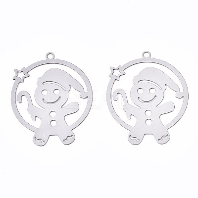 Non-Tarnish Christmas 201 Stainless Steel Filigree Pendants STAS-S118-002P-1