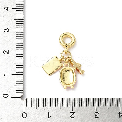 Brass Hot Pink Enamel European Dangle Charms KK-I371-14G-1