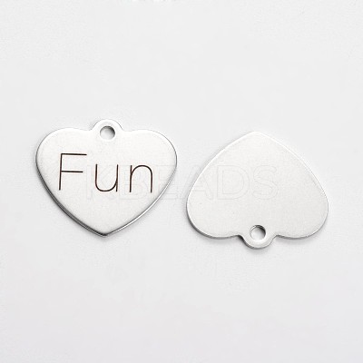 Non-Tarnish 201 Stainless Steel Heart Pendants STAS-L165-C15-1