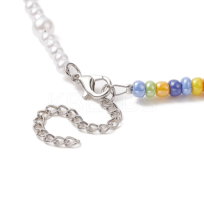 Glass Seed Bead & ABS Plastic Imitation Pearl Beaded Necklaces for Women NJEW-JN04264-1