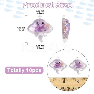 10Pcs Luminous Transparent Resin Pendants RESI-YW0004-44G-1