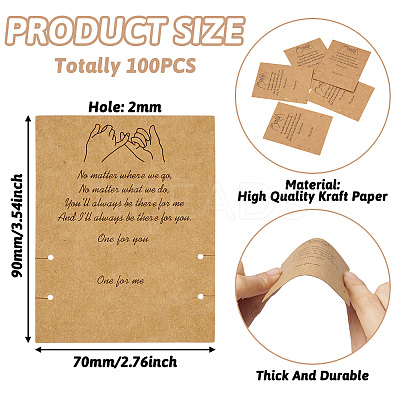 100Pcs Friendship Theme Kraft Paper Jewelry Display Cards CDIS-TA0001-23-1