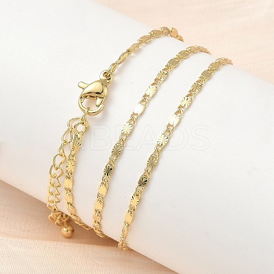 2MM Brass Textured Oval Link Chain Necklaces NJEW-P339-01A-G-1