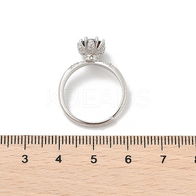 Rhodium Plated 925 Sterling Silver Moissanite Adjustable Rings for Women RJEW-U038-04P-1