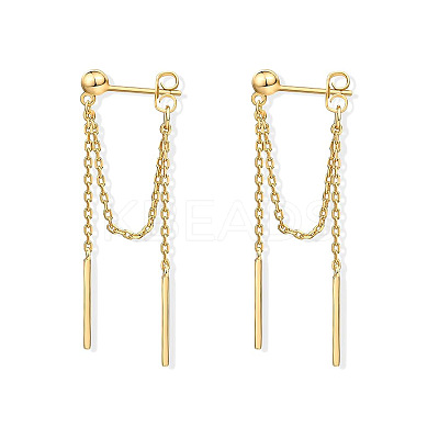 Stick Shaped Brass Chain Tassel Stud Dangle Earrings FS-WGFCB39-01-1