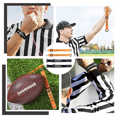 4Pcs 2 Styles Polyester Football Referee Chain Clips Cord Bracelets Set BJEW-BC0001-30-1
