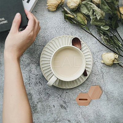 Hexagon Wood Ring Display Pedestals RDIS-WH0011-22-1