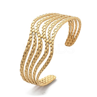 304 Stainless Steel Cuff Bangles BJEW-B108-12G-1