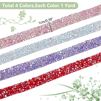 4yards 4 colors AB Color Resin Hotfix Rhinestone Trimming DIY-WR0003-68-1