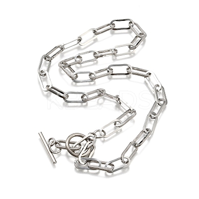 Non-Tarnish Unisex 304 Stainless Steel Paperclip Chain Necklaces NJEW-H215-02P-1