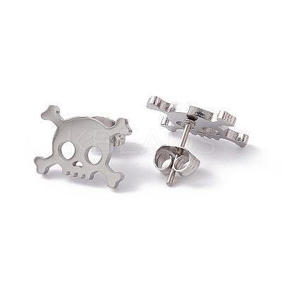Non-Tarnish 304 Stainless Steel Tiny Hollow Out Skull Stud Earrings for Women STAS-A065-06P-1