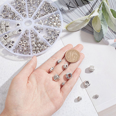 196Pcs 10 Style Tibetan Style Alloy Beads FIND-NB0003-78-1