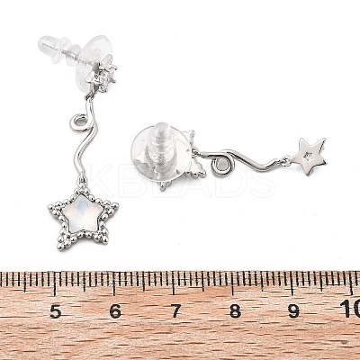 Star Brass Clear Cubic Zirconia Stud Earrings EJEW-D301-01P-1