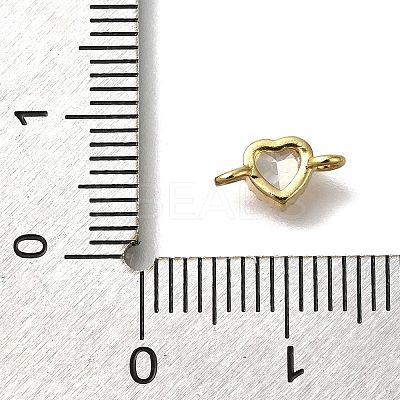 Rack Plating Brass Cubic Zirconia Heart Links Connector Charms KK-M014-01G-G-1