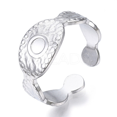 Non-Tarnish 304 Stainless Steel Evil Eye Open Cuff Ring for Women RJEW-N040-27-1
