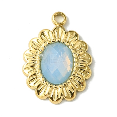 Ion Plating(IP) Real 14K Gold Plated 304 Stainless Steel with Glass Pendant FIND-Z028-30-1