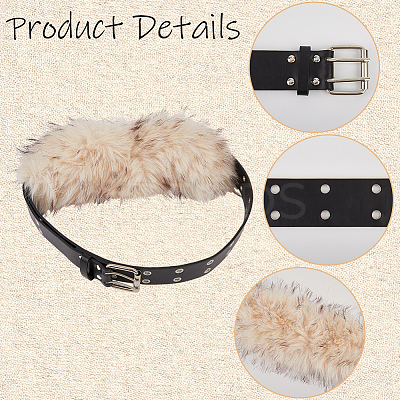 Imitation Leather Rabbit Hair Belt AJEW-WH20019-57B-1