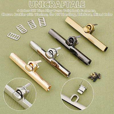 4 Sets 4 Colors DIY Zinc Alloy Purse Twist Lock Fasteners FIND-UN0003-43-1