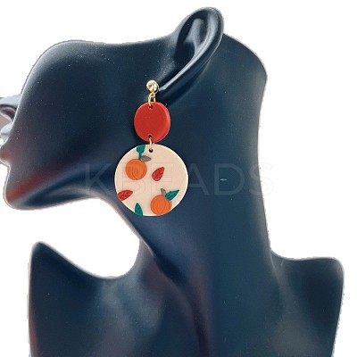 Halloween Alloy Polymer Clay Dangle Stud Earrings FS-WGD4736-08-1