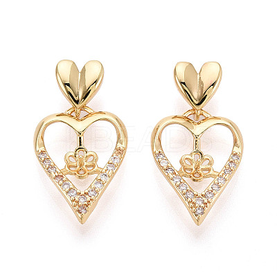 Brass Micro Pave Cubic Zirconia Cup Pearl Peg Bails Pin Pendants KK-T079-54G-1