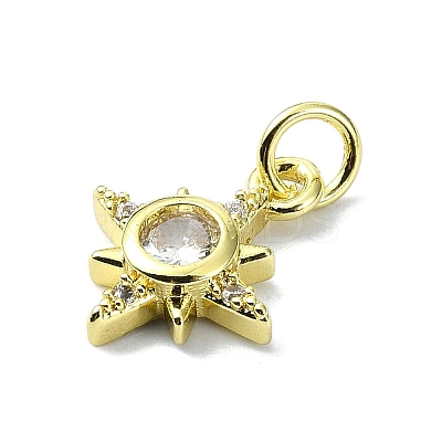 Brass Micro Pave Clear Cubic Zirconia Charms KK-H475-59G-06-1