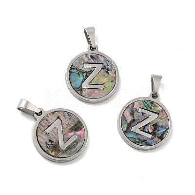 304 Stainless Steel with Paua Shell Pendants STAS-G268-02-P-1