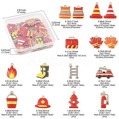 30Pcs 15 Styles Fire Fighting Theme Alloy Enamel Pendants FIND-FS0004-82-1