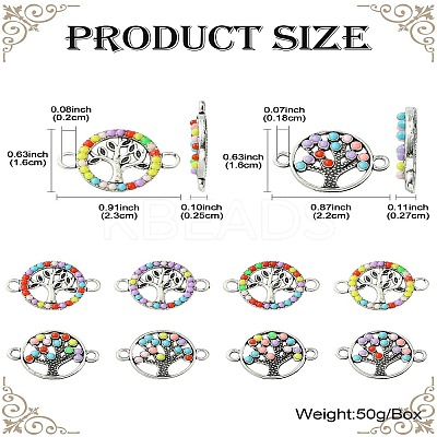 20Pcs 2 Styles Alloy Enamel Tree of Life Connector Charms FIND-CJ0001-62-1