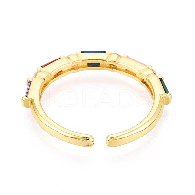 Brass Micro Pave Cubic Zirconia Cuff Rings for Women KK-T071-55G-1