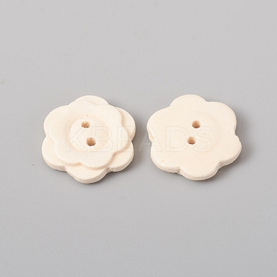 2-Hole Natural Wood Buttons WOOD-E010-16-1