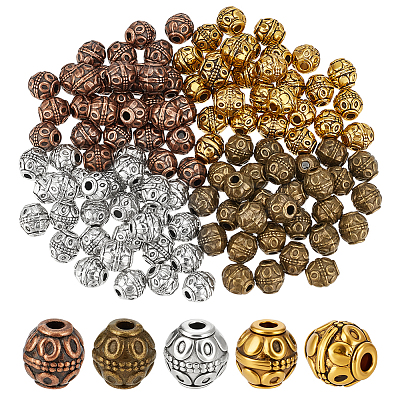 120Pcs 4 Colors Tibetan Style Alloy Beads FIND-PH0028-85-1